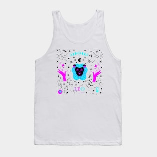 Leo Zodiac Design Black Stars Tank Top